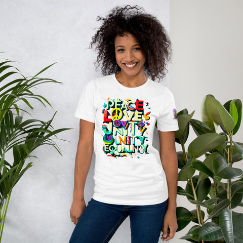"Peace,Love'Unity.Equality" Ultimate Graphic Collection Unisex T-Shirt - Karma Inc Apparel 
