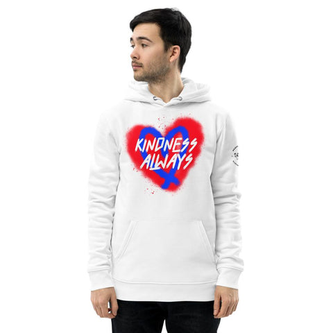 Karma Inc Apparel  Hoodie White / XL "KINDNESS ALWAYS" Organic Cotton Eco Friendly Unisex Hoodie